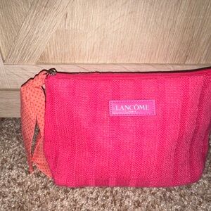 Lancome Vibrant Pink Cosmetic Bag with Orange Accents